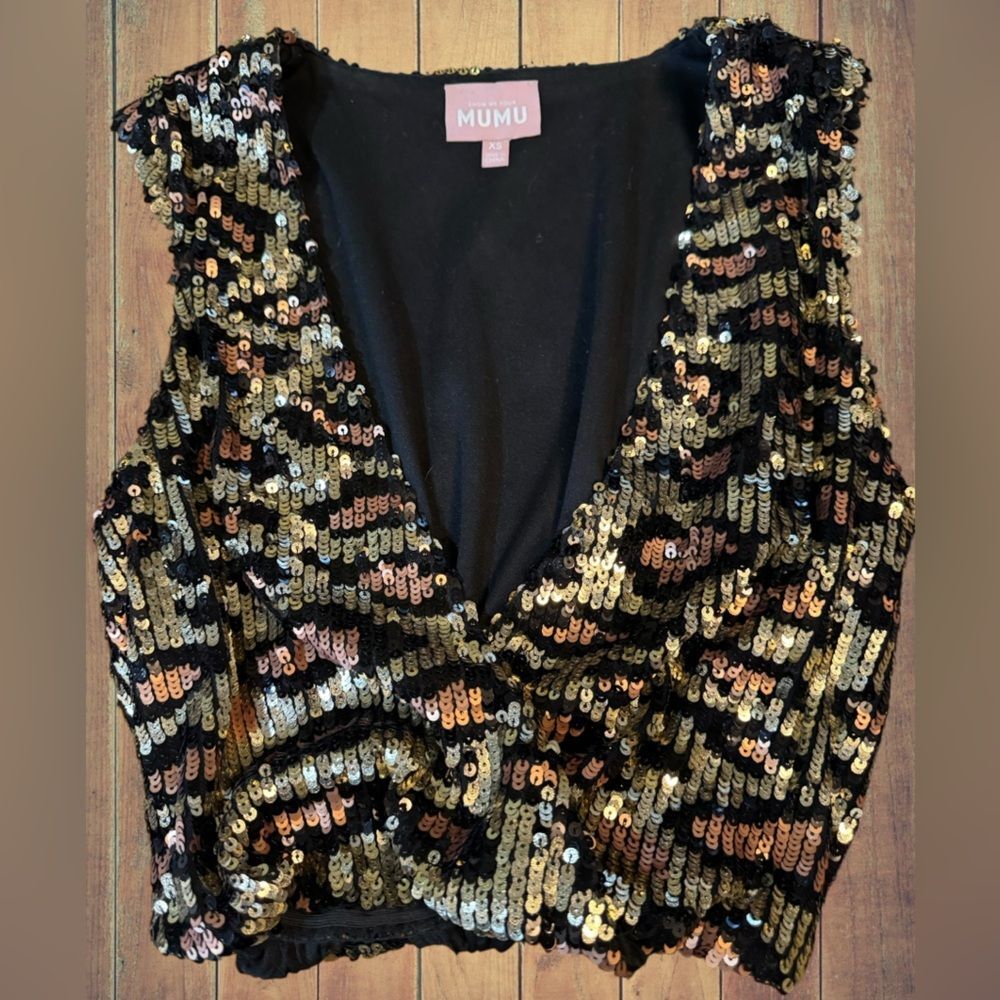 Show Me Your MuMu Eve Top In Party Cheetah Sequins - Picture 10 of 16